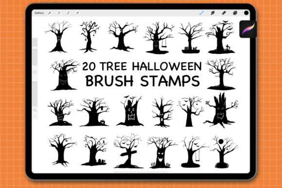 20 Tree Halloween Procreate Stamps: A Creative Toolkit for Digital Artists