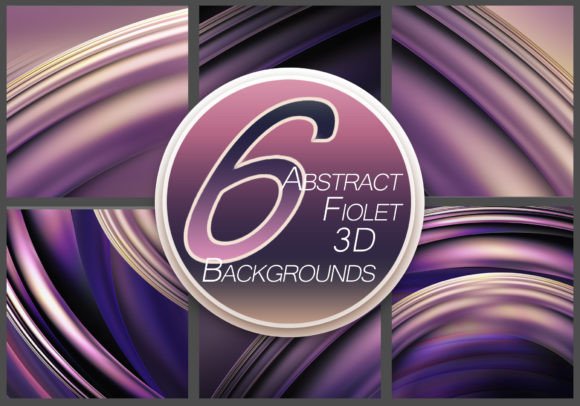 6 Violet 3D Stripes Backgrounds and Bright Original Collection of Abstract Backgrounds