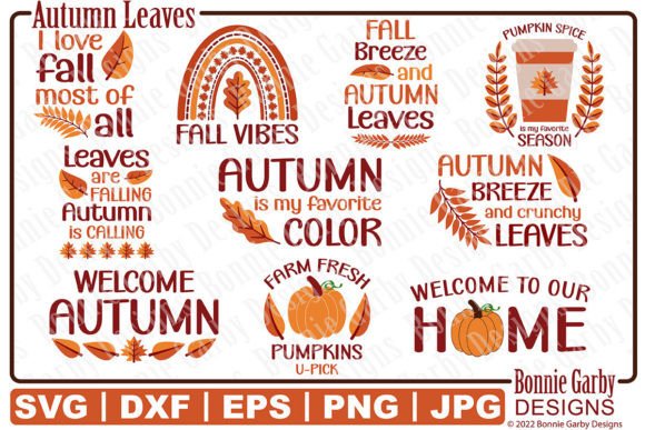Autumn Leaves SVG Bundle -Color Clip Art