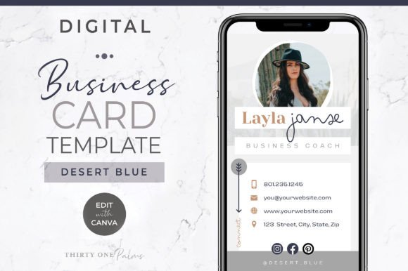 Digital Business Card Template Blue