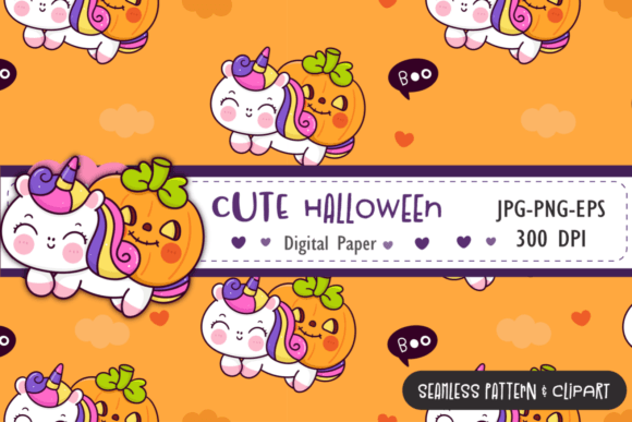 Halloween Unicorn Seamless Pattern Paper