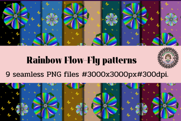 Rainbow Flow-Fly Patterns: A Versatile Digital Design Resource for Creatives