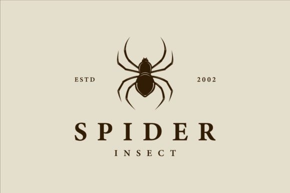 Silhouette Spider Logo Vintage Design: A Versatile Graphic for Creative Projects