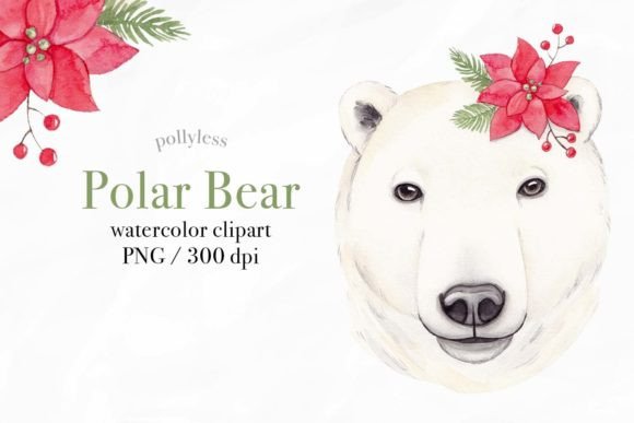 Watercolor Christmas Polar Bear Clipart: A Versatile Design Element for Creative Projects