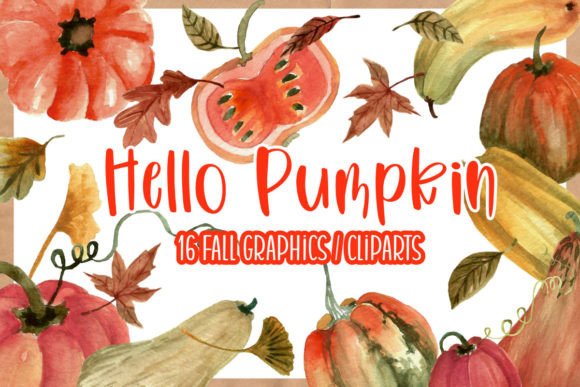 Watercolor Pumpkin Autumn Graphics
